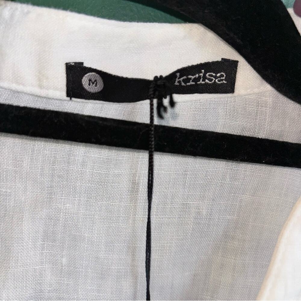 Krisa medium White linen Sleeveless Blouse new - Picture 3 of 5